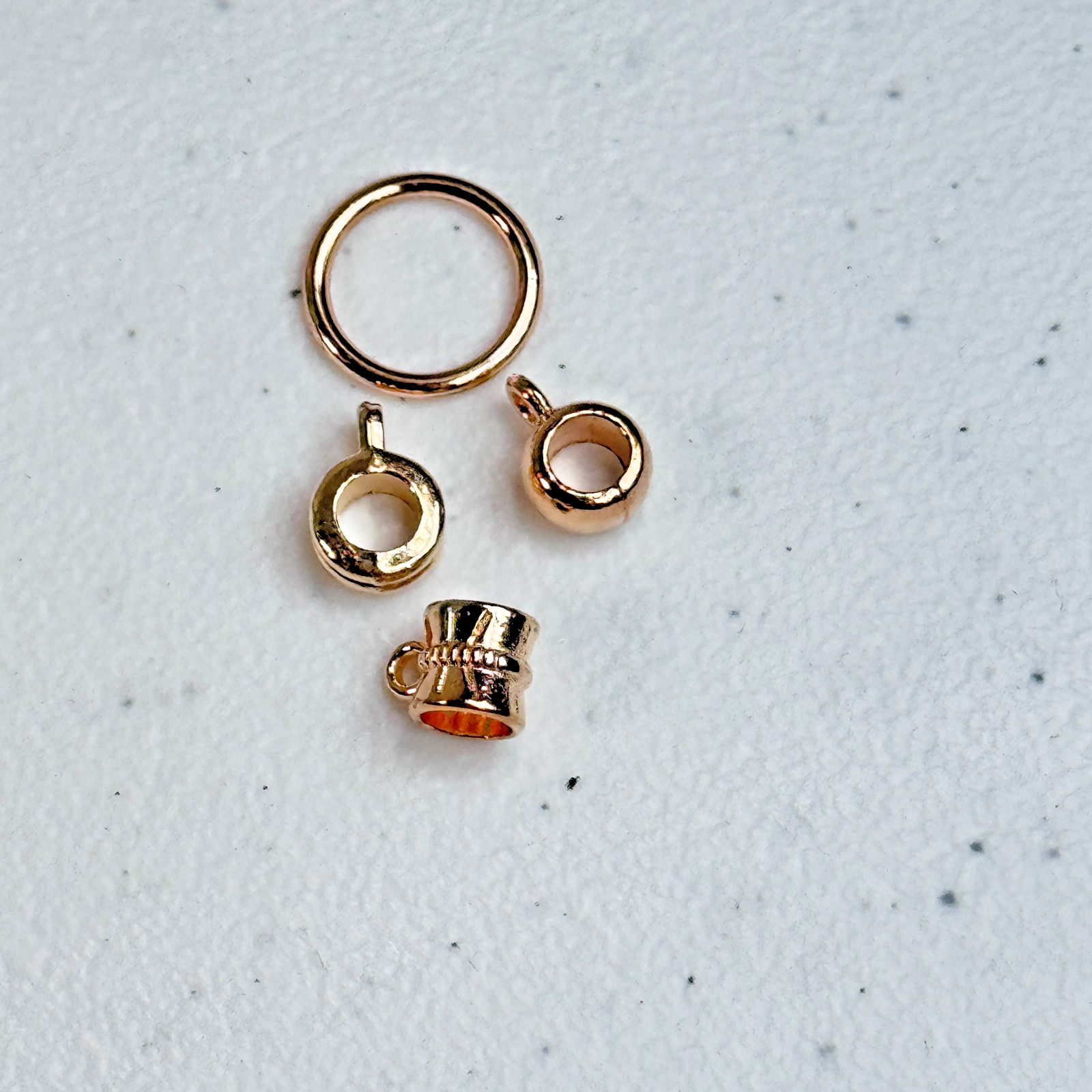 Gold Tone Jewelry Bracelet Charm Set Lot Jump Rings Pendant Bails Circle Round