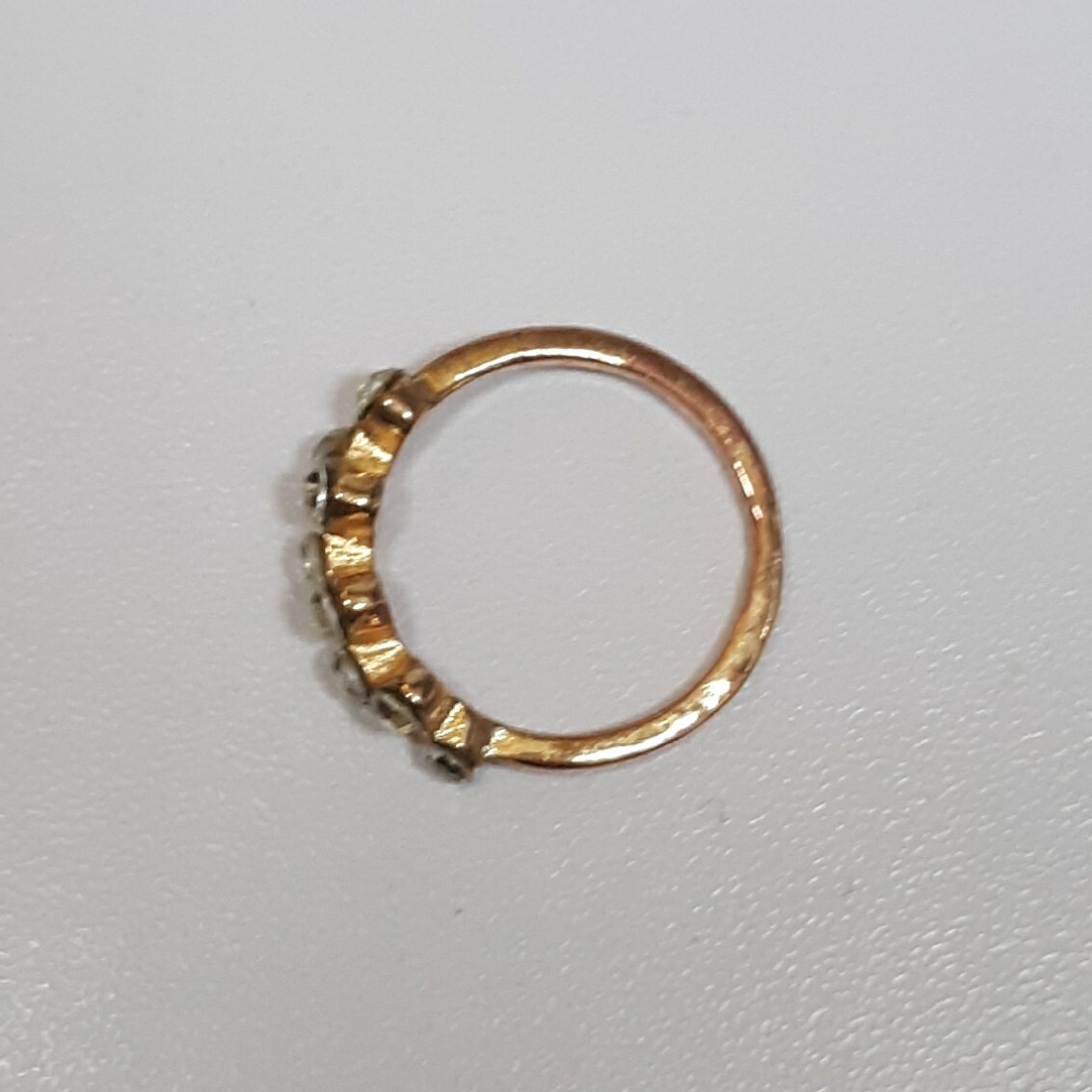Copper 1.5mm Flat Edge Band Size 7 Women 8 Ct Clear Crystal Offset Cluster Ring