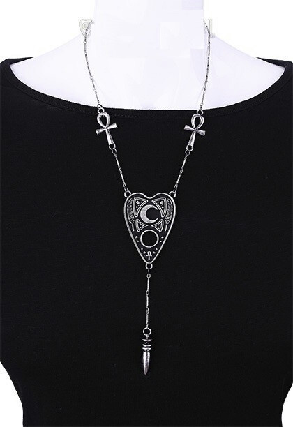 Restyle Goth Ouija Spirit Board Necklace with Ankh, Cross, Karnak and Pendulum