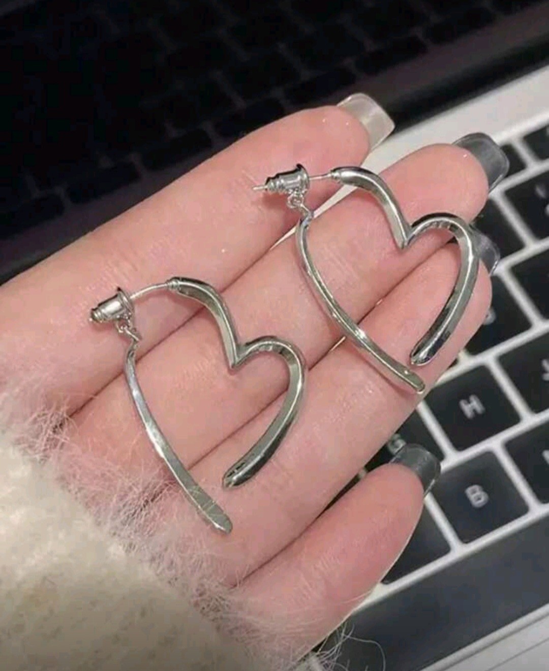 Convertible 2-pc Heart Stud Earrings Silvertone Approx 1.5″L