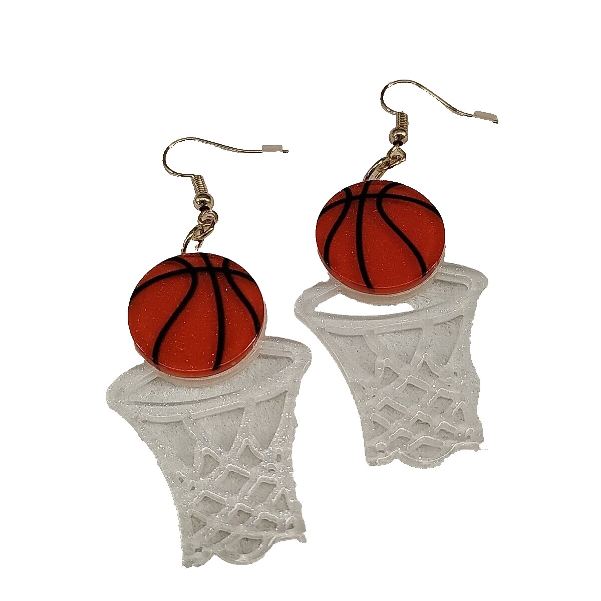 Sparkly Basketball Earrings Brass Plated Fish Hook Fashion Jewelry