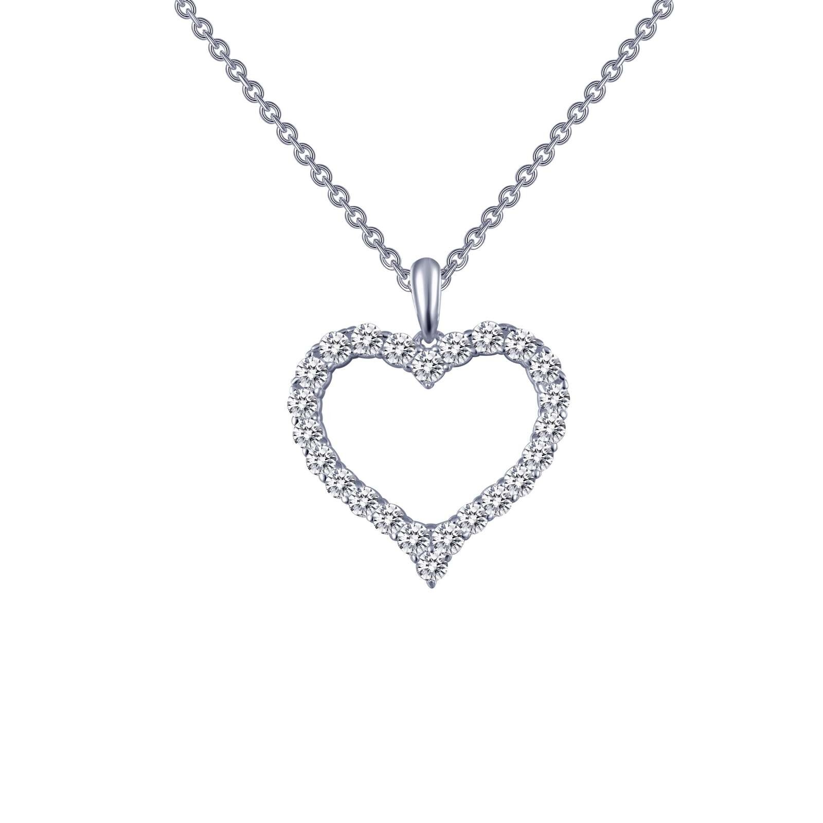*BRAND NEW* Sterling Silver Platinum-Bonded 0.96CTW Open Heart Pendant Necklace