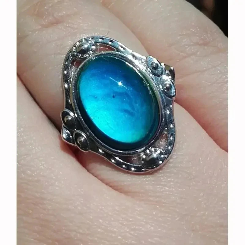 Retro Magic Mood Ring Gem Heart Feeling Color Change Vintage Adjustable