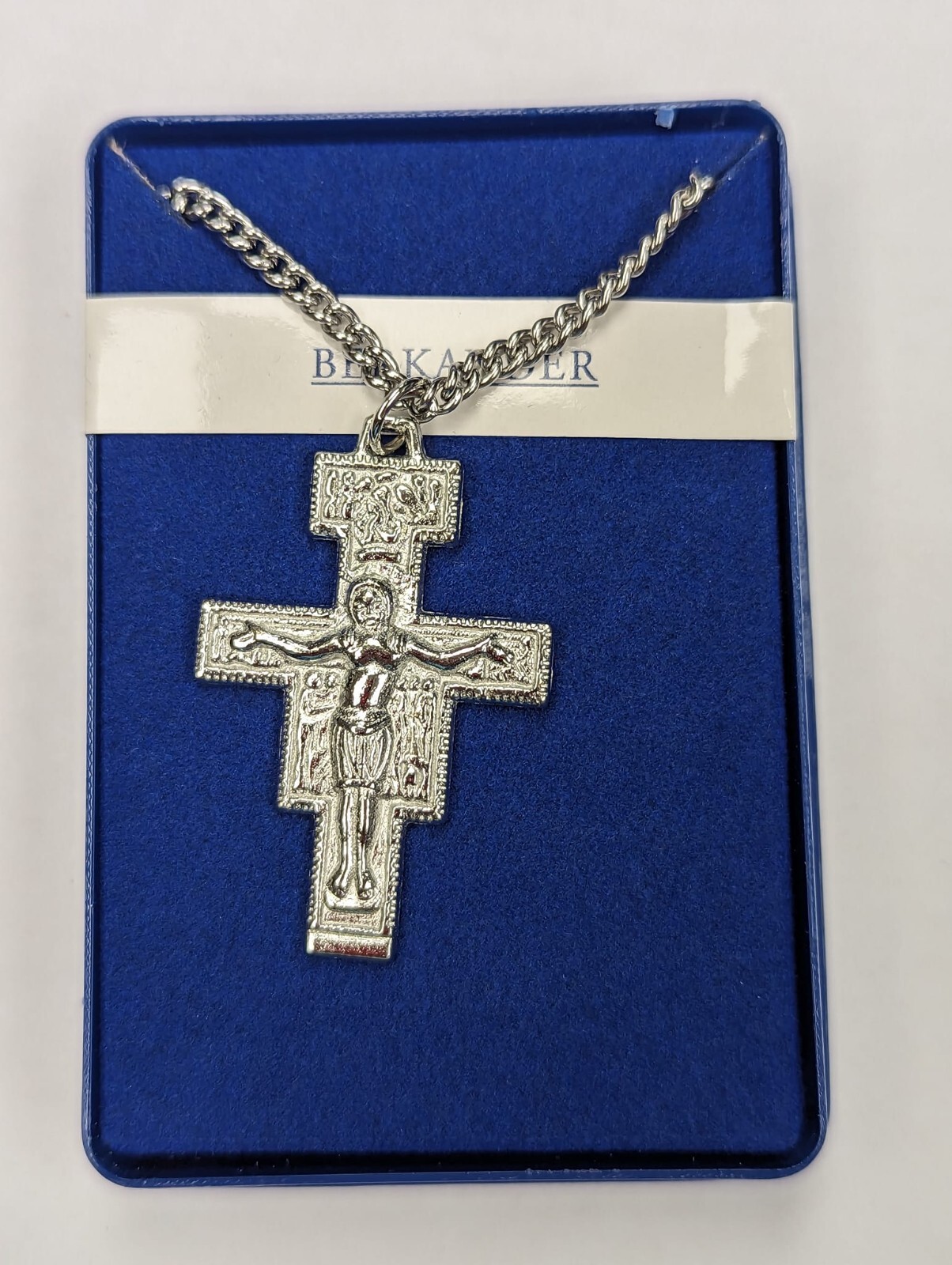 BERKANDER San Damiano Cross Necklace Oxidized SilverSize:1-1/2″ H, 24″ L Chain