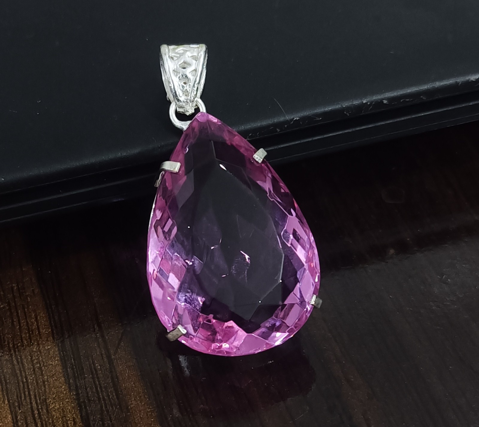 Natural Pink Topaz Teardrop Pendant – 107 Ct Collector’s Gemstone Jewelry