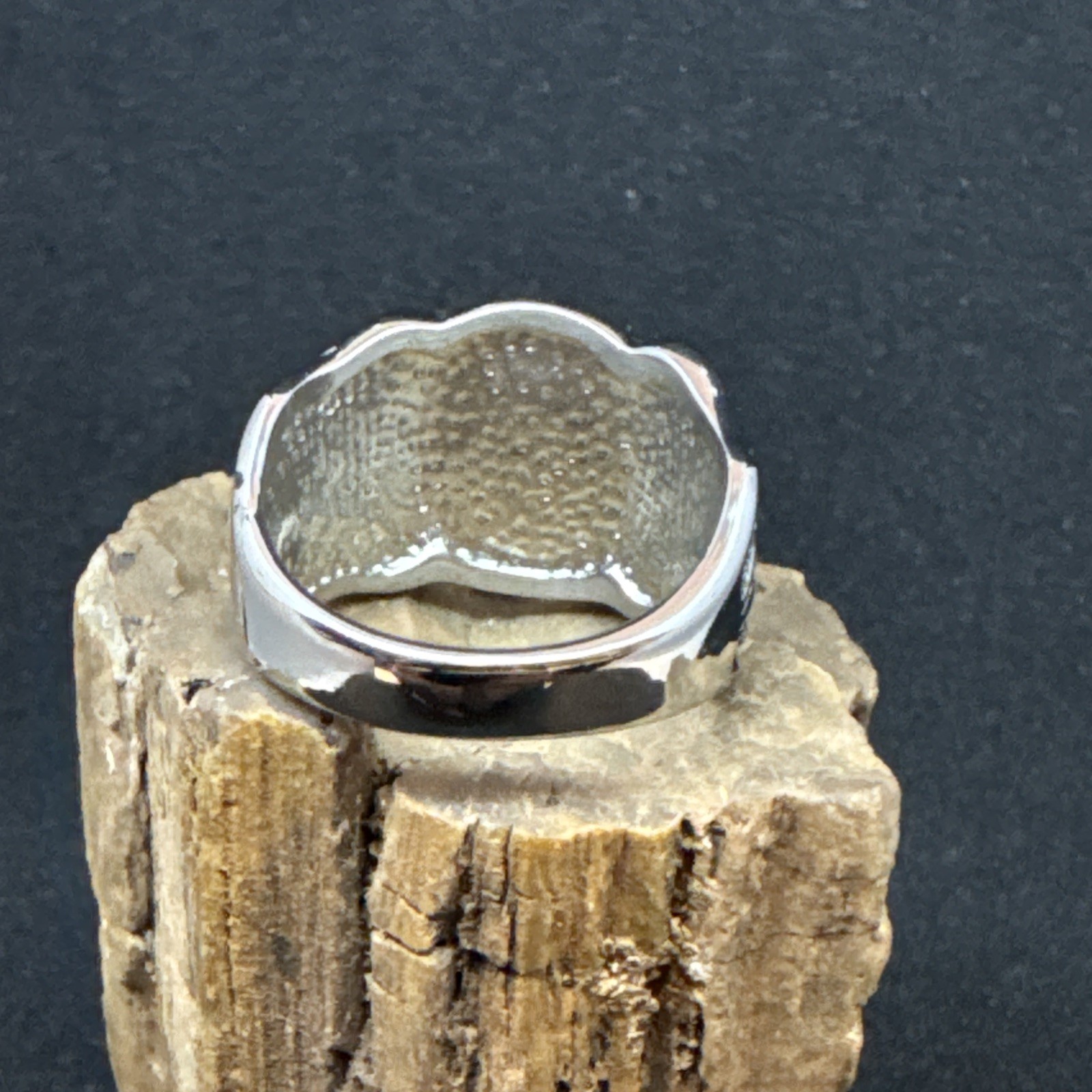 Fleur de Lis Stainless Steel Ring 24mm Face Width 5mm Band Oxidized & Polish