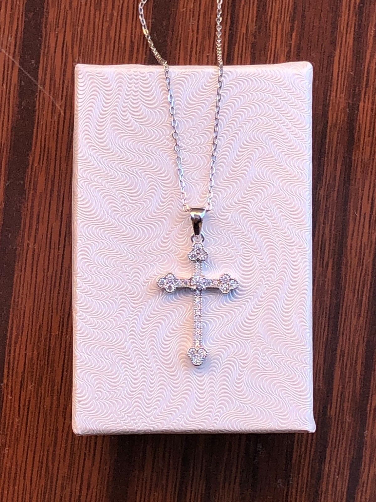 925 Sterling Silver CZ Orthodox Cross Pendant Necklace Small 21mm0.83″ 18″ Women