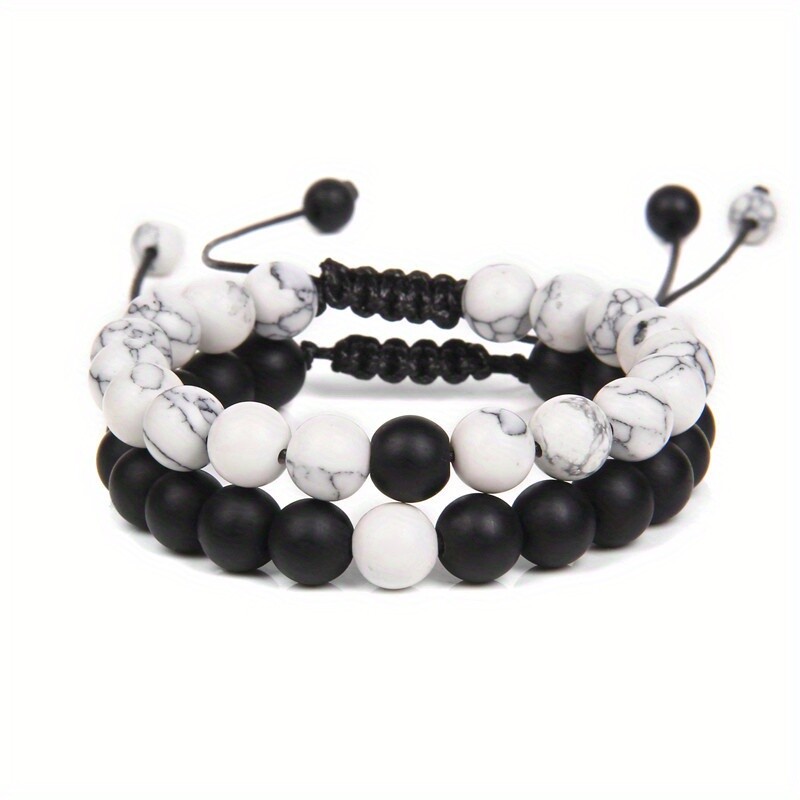 2pcs Couple Retro Fashionable Adjustable Beaded Bracelets Jewelery Accessories