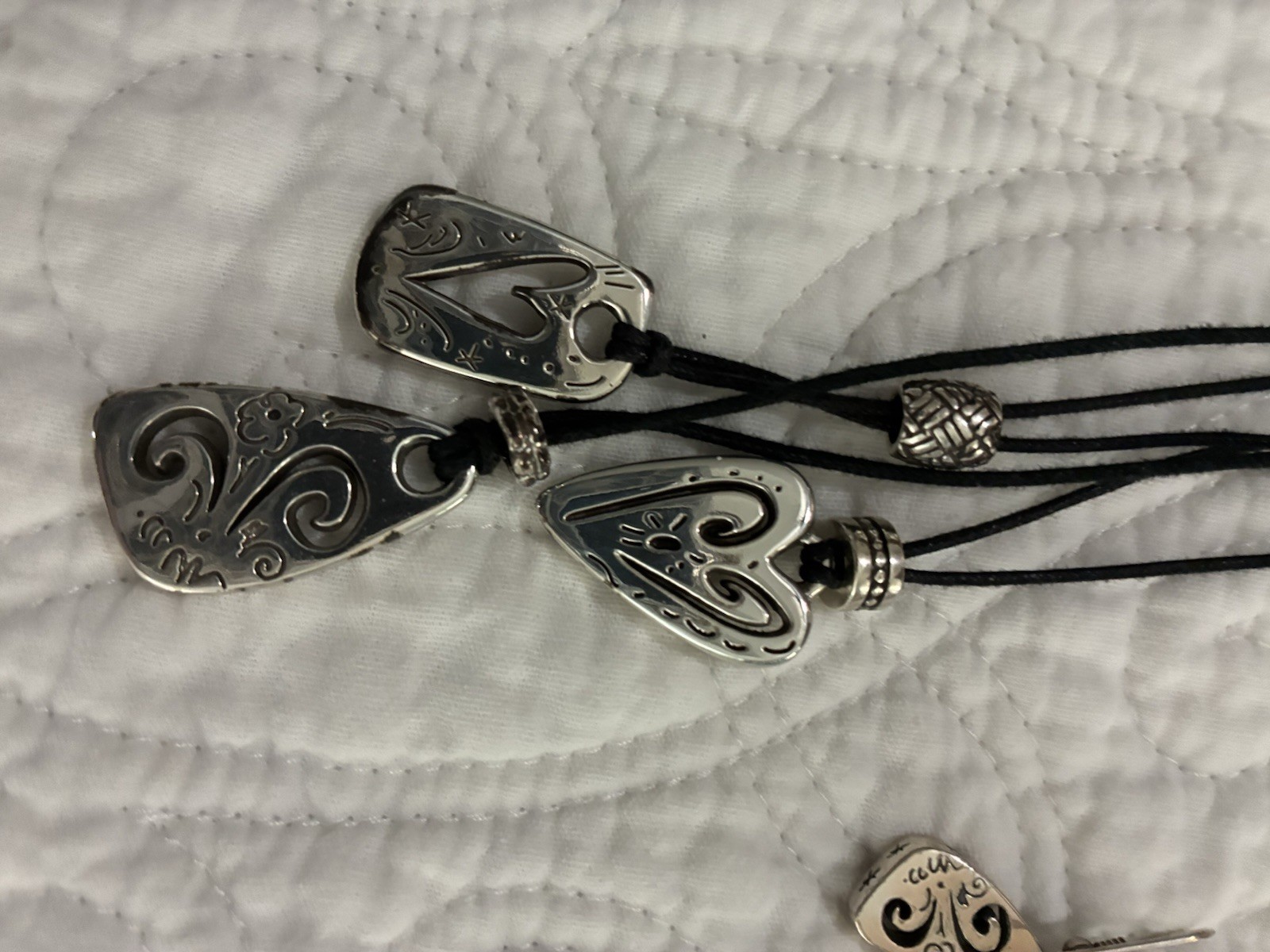 Brighton Brazilian Heart Necklace 3 Strands 17” And Pierced Earrings.