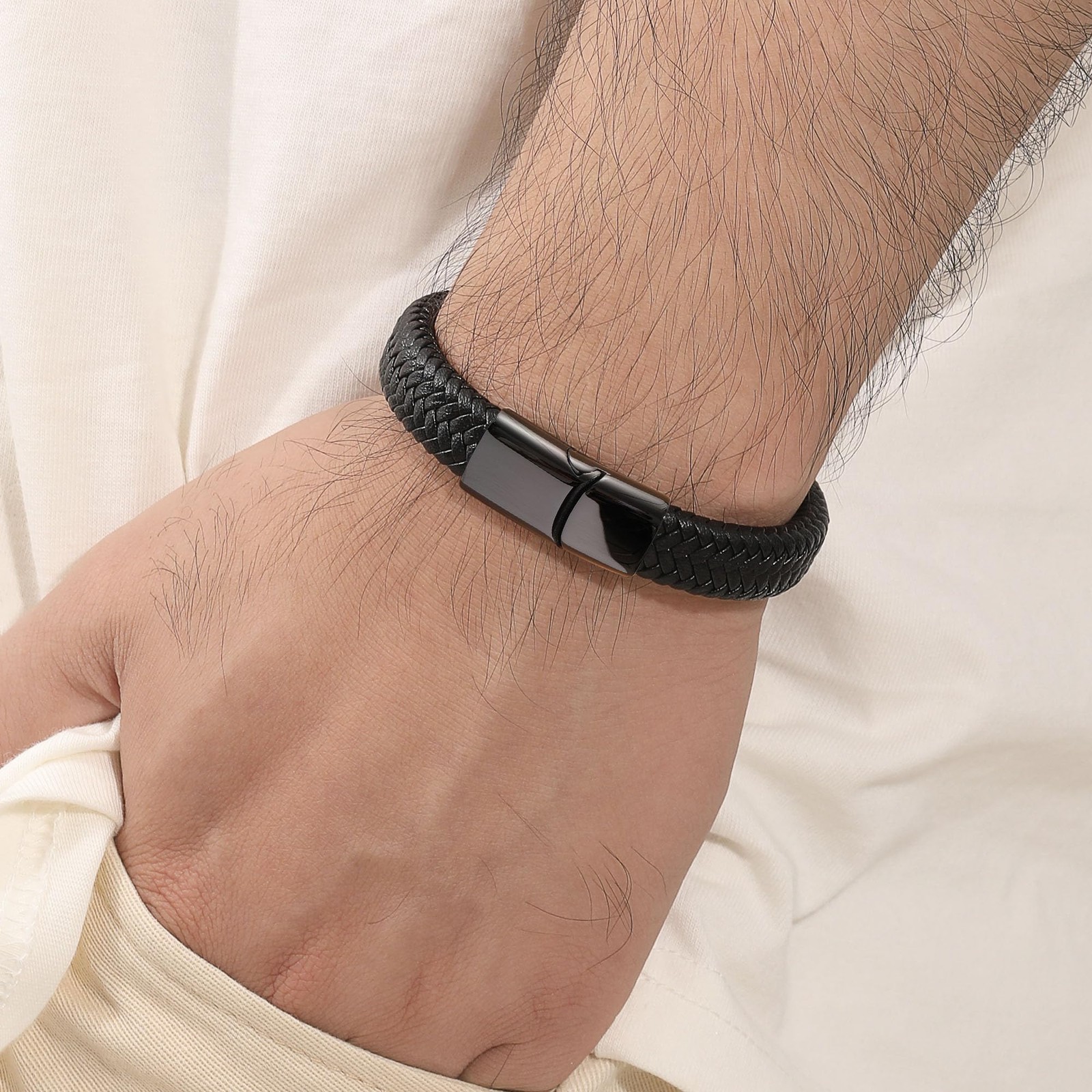 Mens Leather Bracelet I Love You Gifts for Him Men 9 inch To my husband