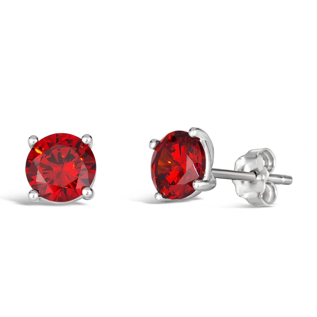 Anna Zuckerman 2 Carat Garnet Red Crystalline Sterling Silver 925 Earring Studs