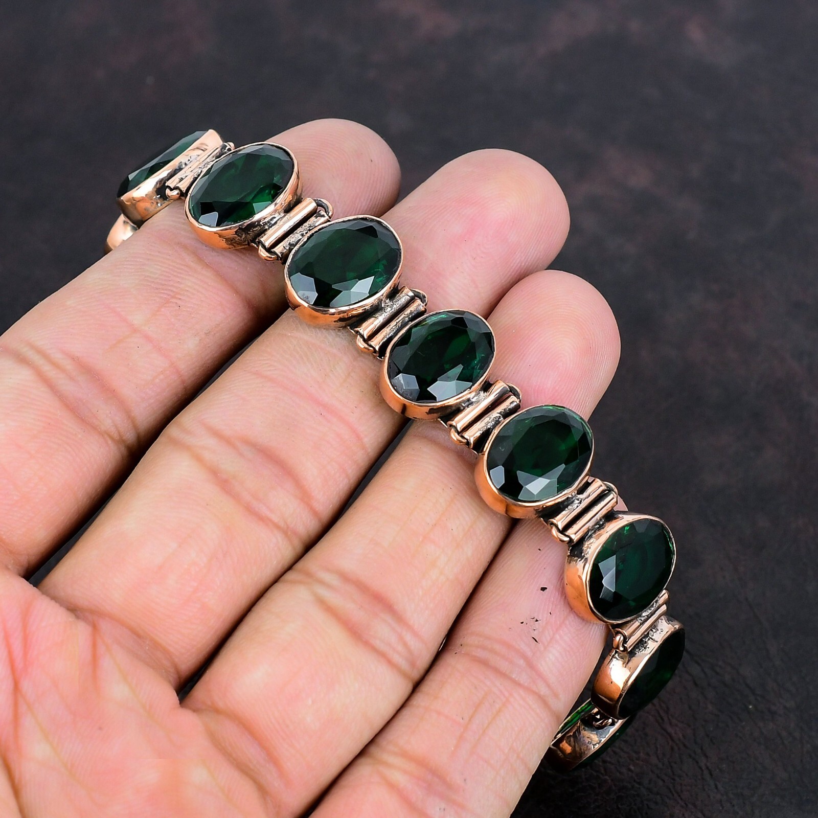 New Year Sale Copper Oval Chrome Diopside Stone Boho Mother Bracelet Jewelry