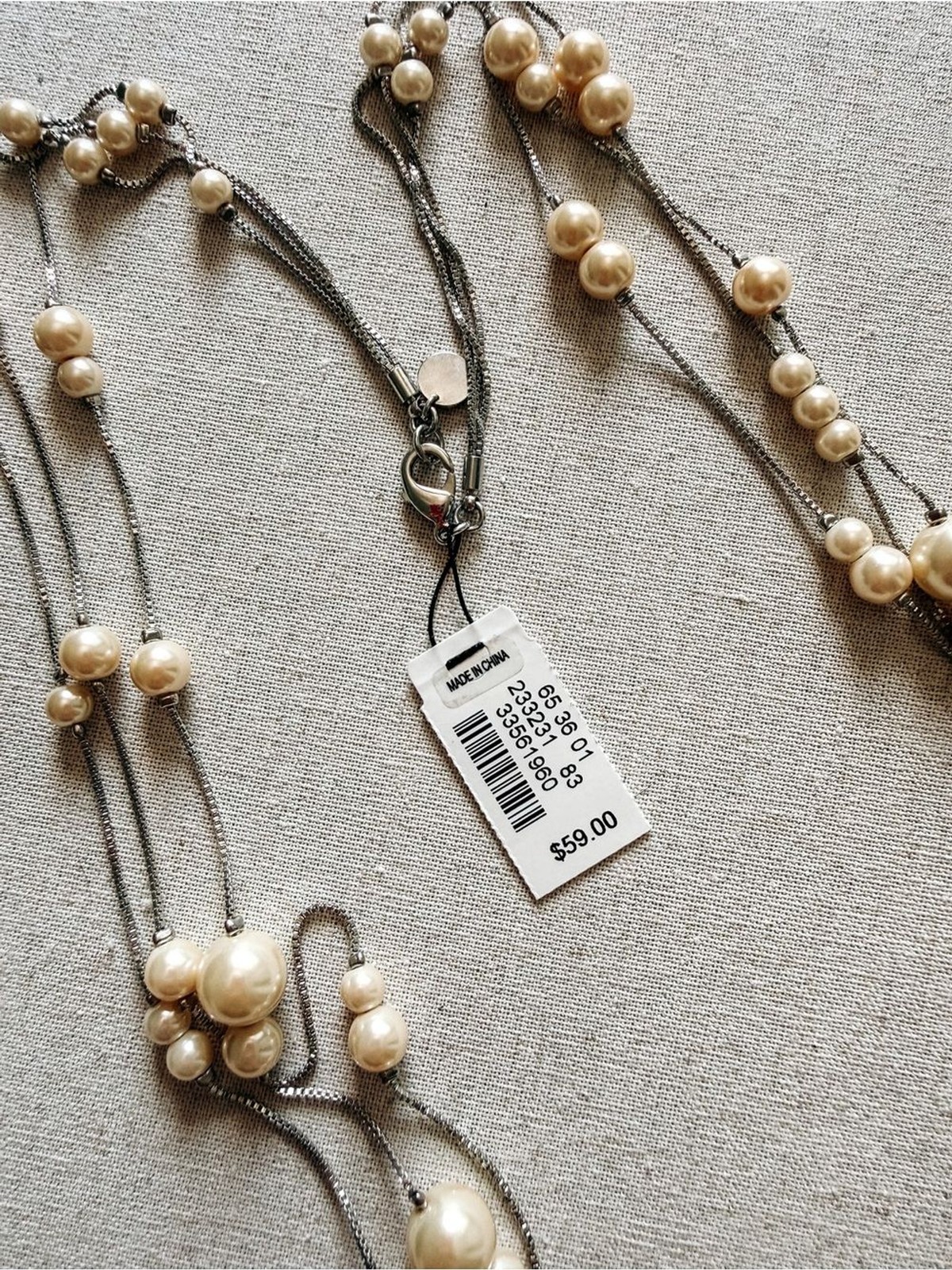 Talbots NWT Layered Faux Pearl Necklace Silver Tone Multi Strand