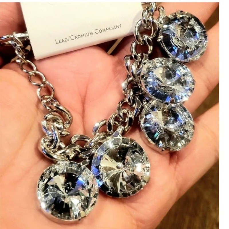 Silver bracelet 5 Stone cubical zirconia jewelry nice w dress, Jeans, blouse