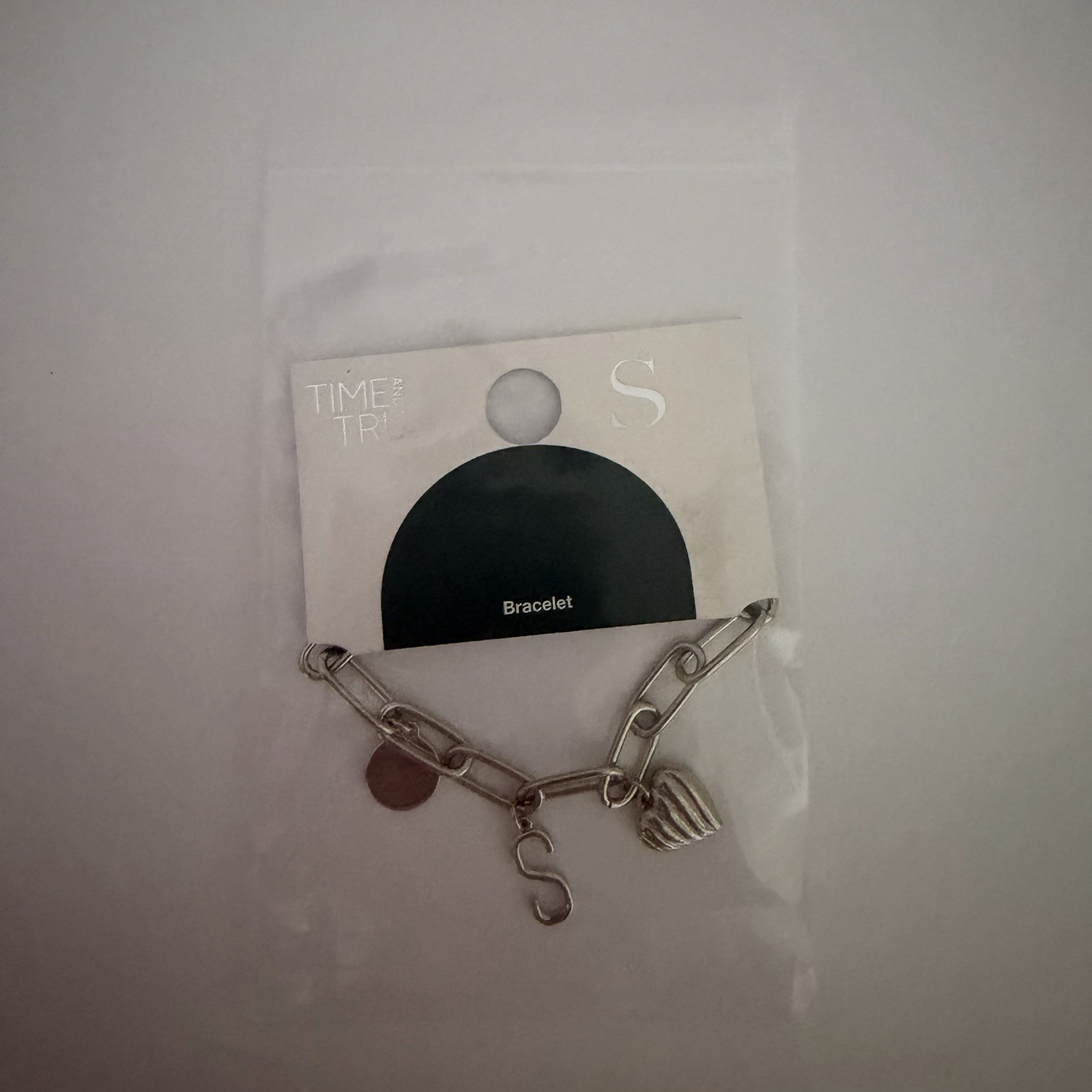 Time And Tru Silvertone Initial Charm Bracelet, Initial “S”