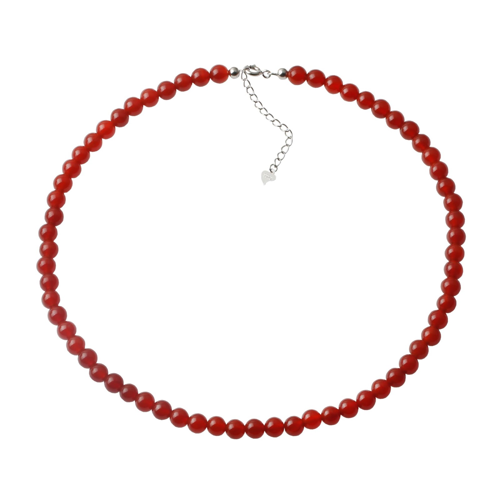 Natural Agate Choker Necklace 6MM Round Beads Sterling Silver 40cm + 5cm