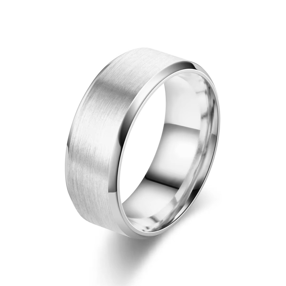 Titanium Stainless Steel 8mm Brushed Finish Men Women Wedding Band Comfort Ring
