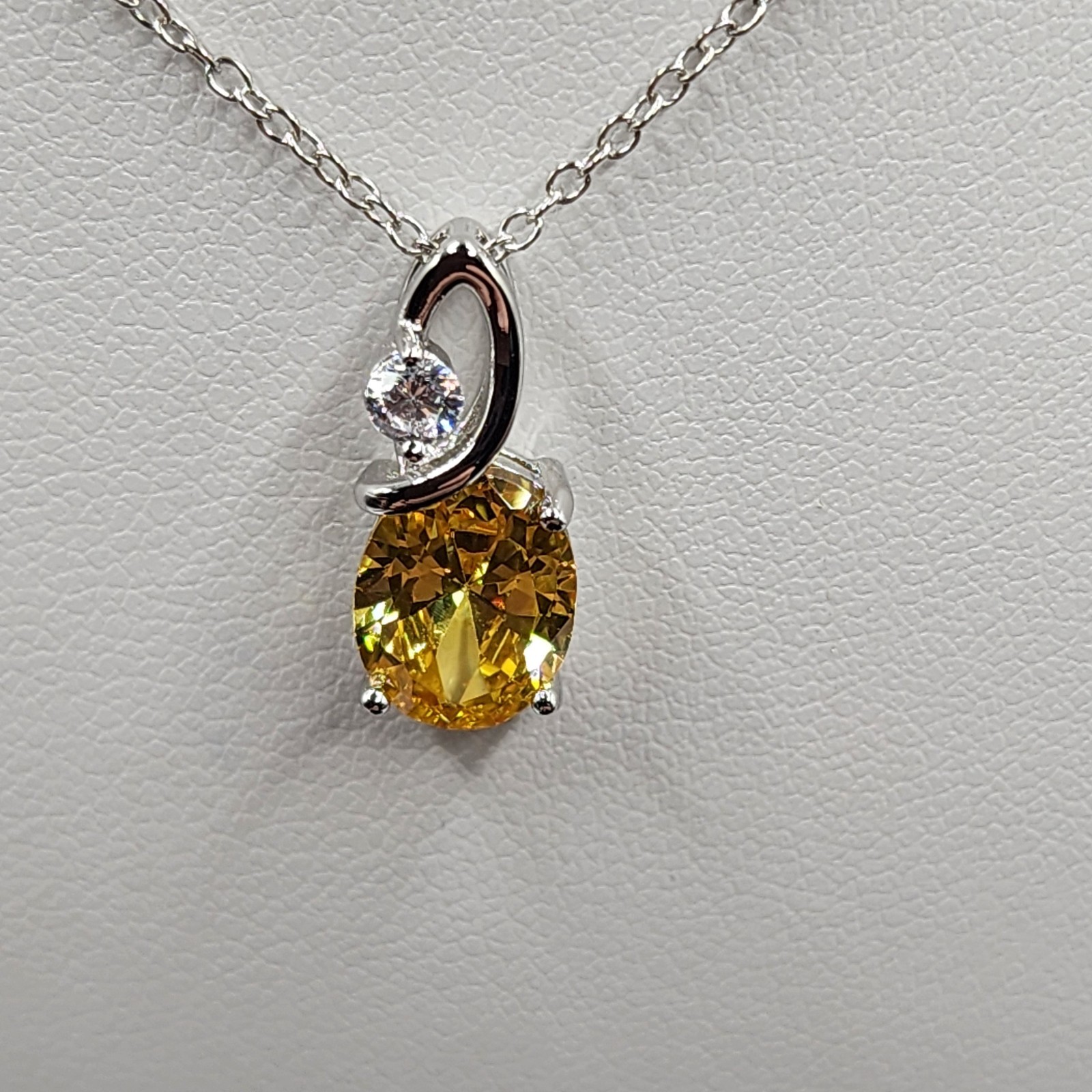 925 NEW Sterling Silver Pendant &Earrings Set Created Topaz &CZ
