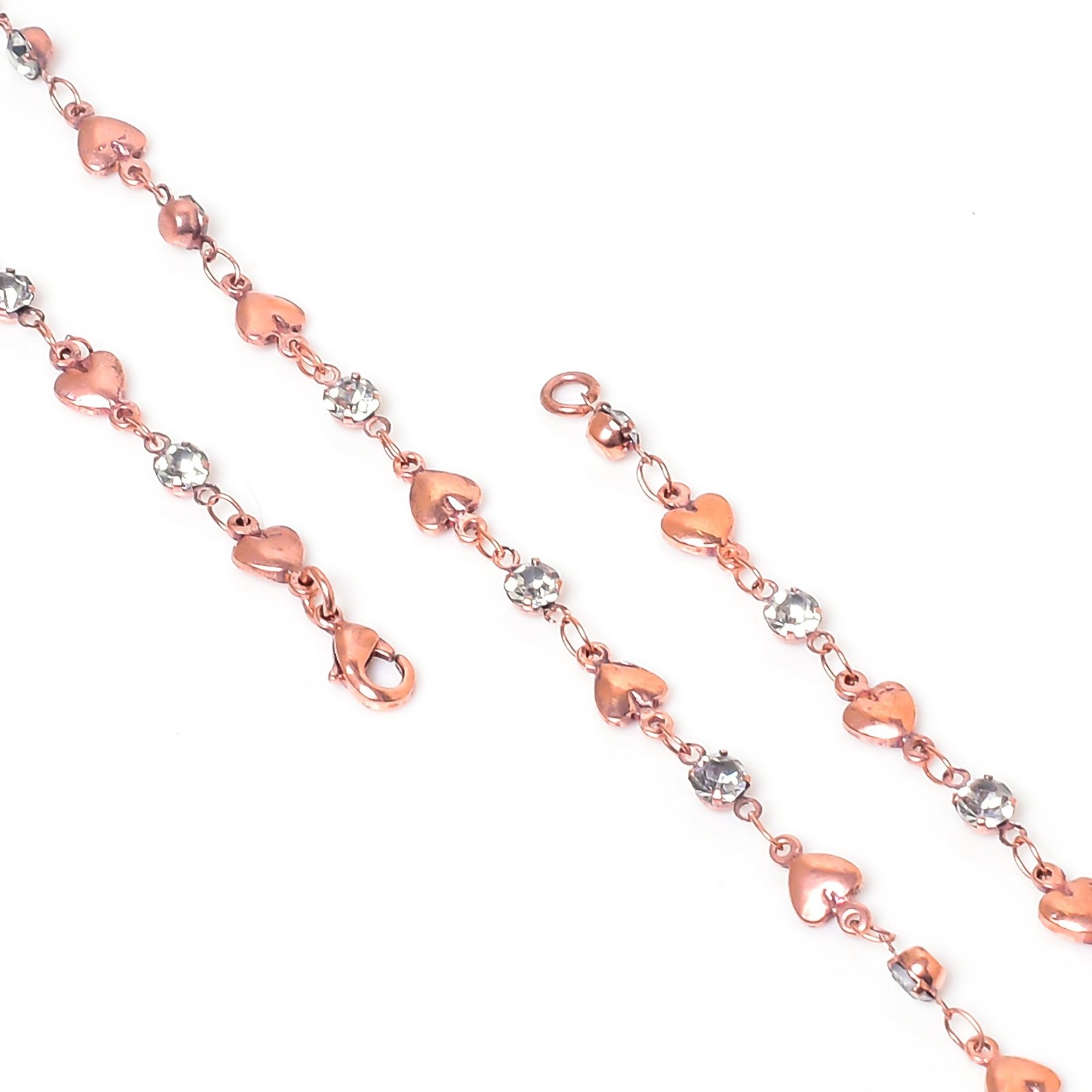 Cz Copper Chain Necklace With Lobster Clasp Handcrafted Heart Chain For Necklace