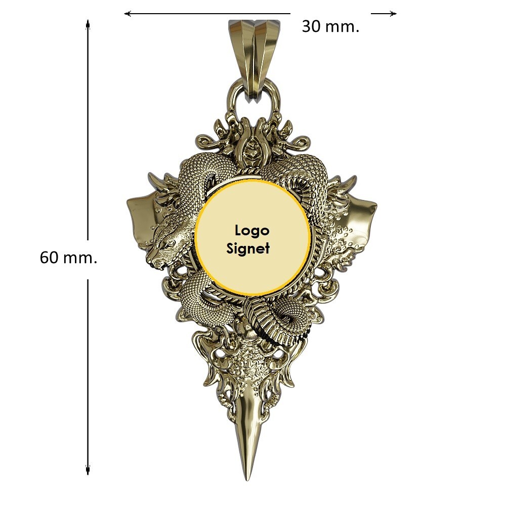 Freemason Masonic Pendant with Snake Biker Brass Jewelry