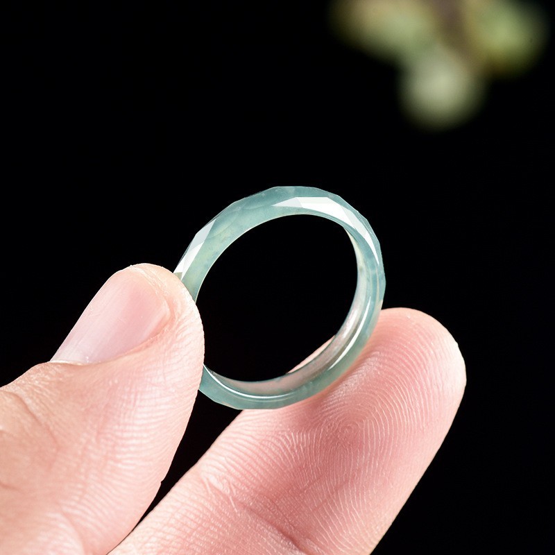 5A Grade Water Jade Faceted Couple Band Jewelry Gift With Authentic Certificate