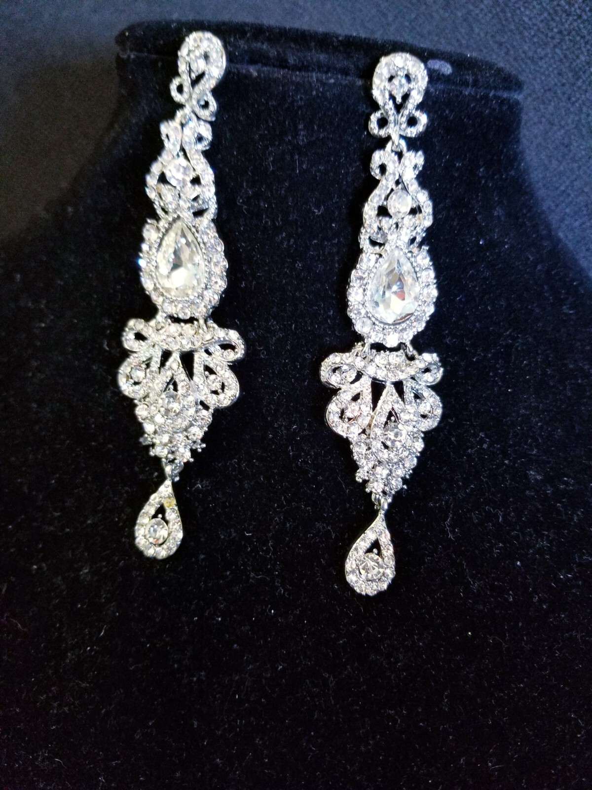 Chandelier Earrings Rhinestone Austrian Crystal 4 inch Clear