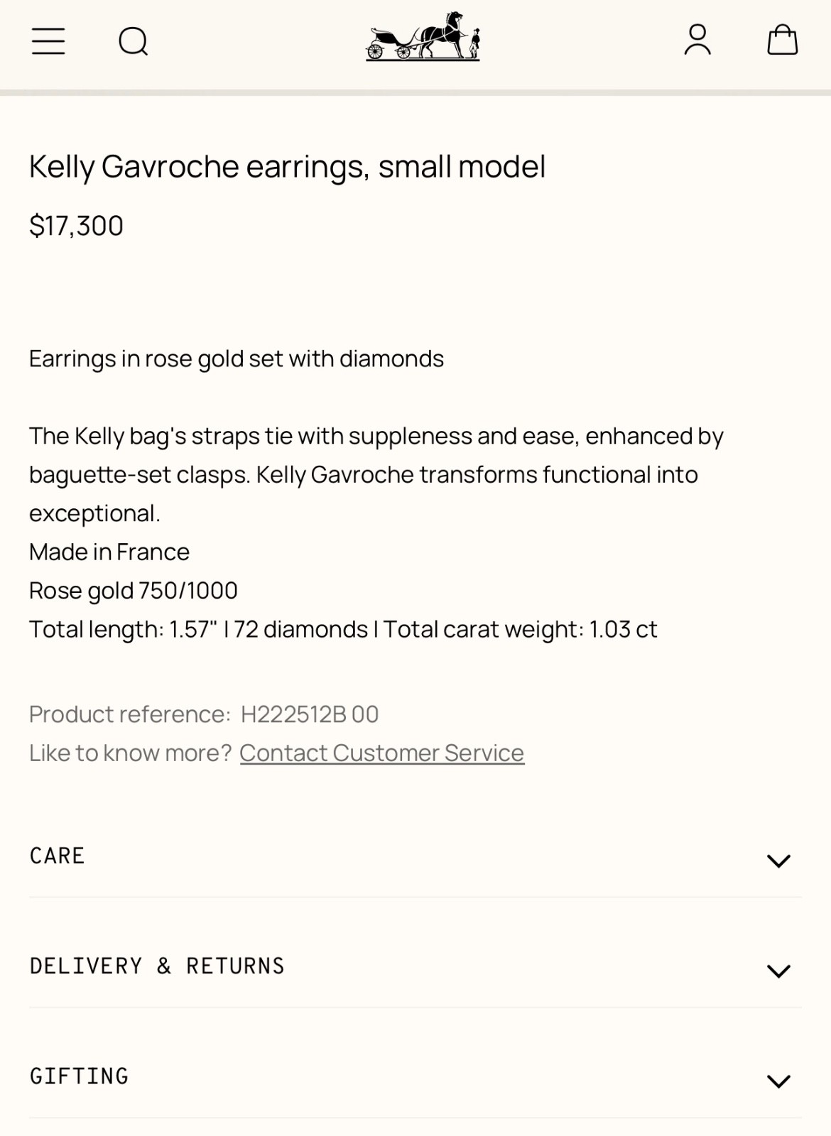 MSRP $17,300 Unused 2025 Hermes Kelly 18K Rose Gold Pave Diamond Earrings