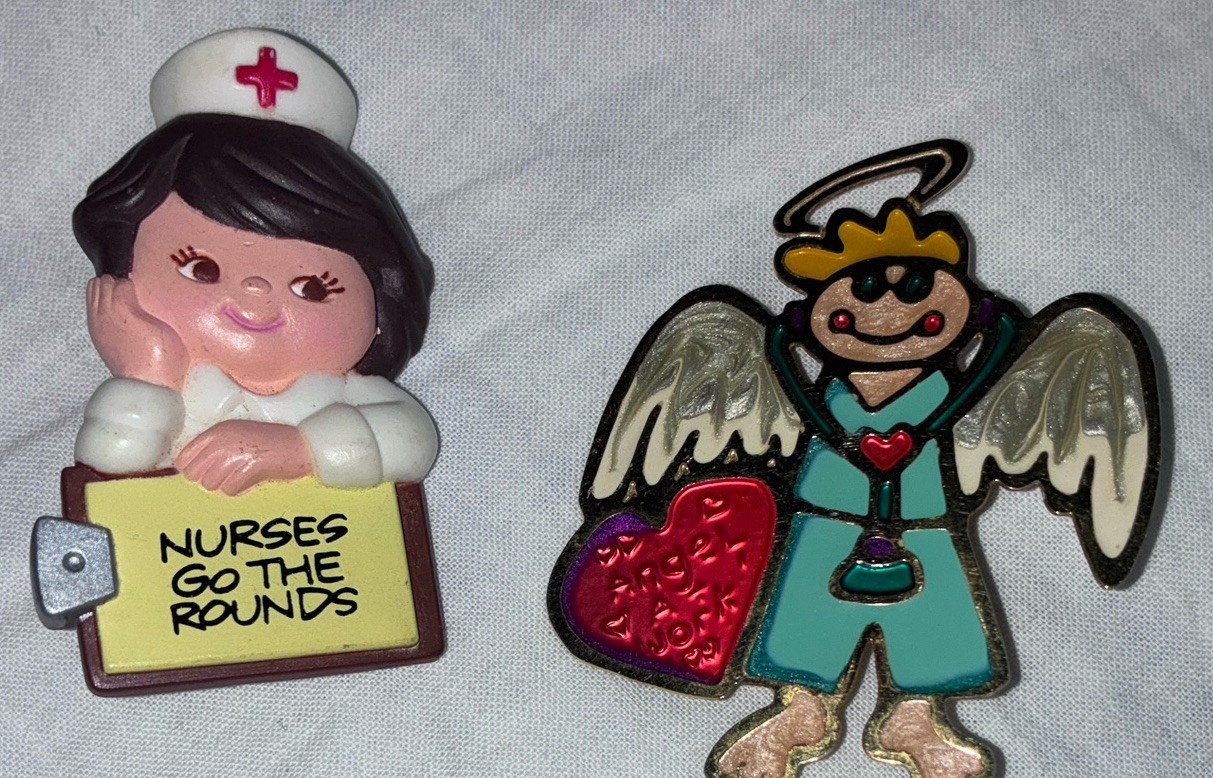 Nurse And Doctor Brooches Vintage 1980 Enesco An Angel At Work