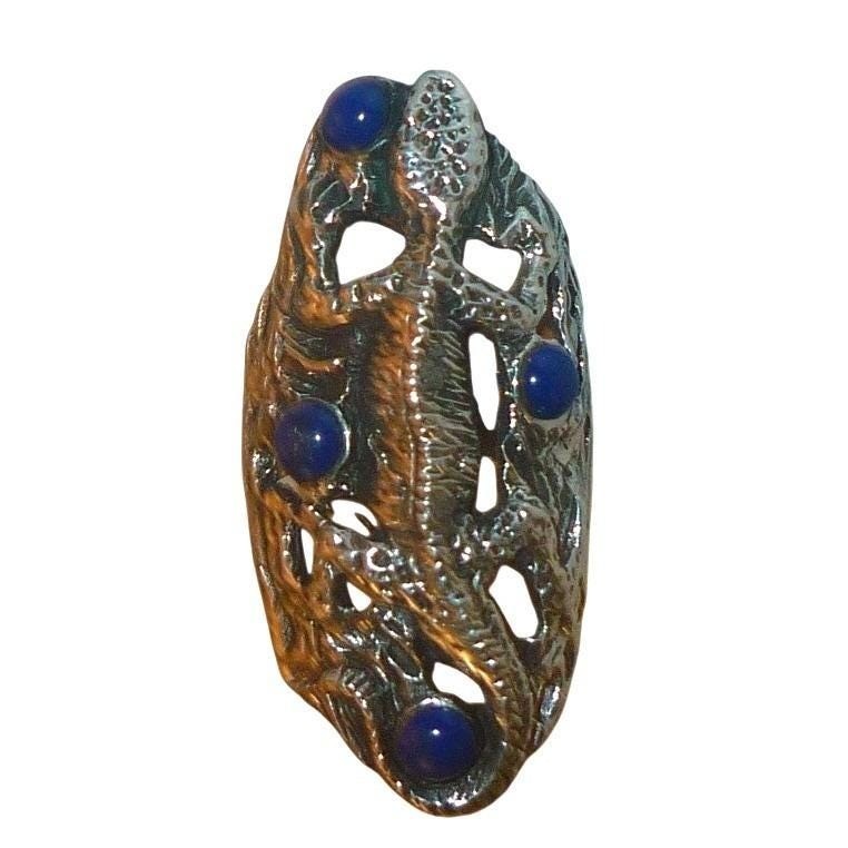 Peruzzi Italy 800 Silver Lizard Ring Vintage Florentine Statement