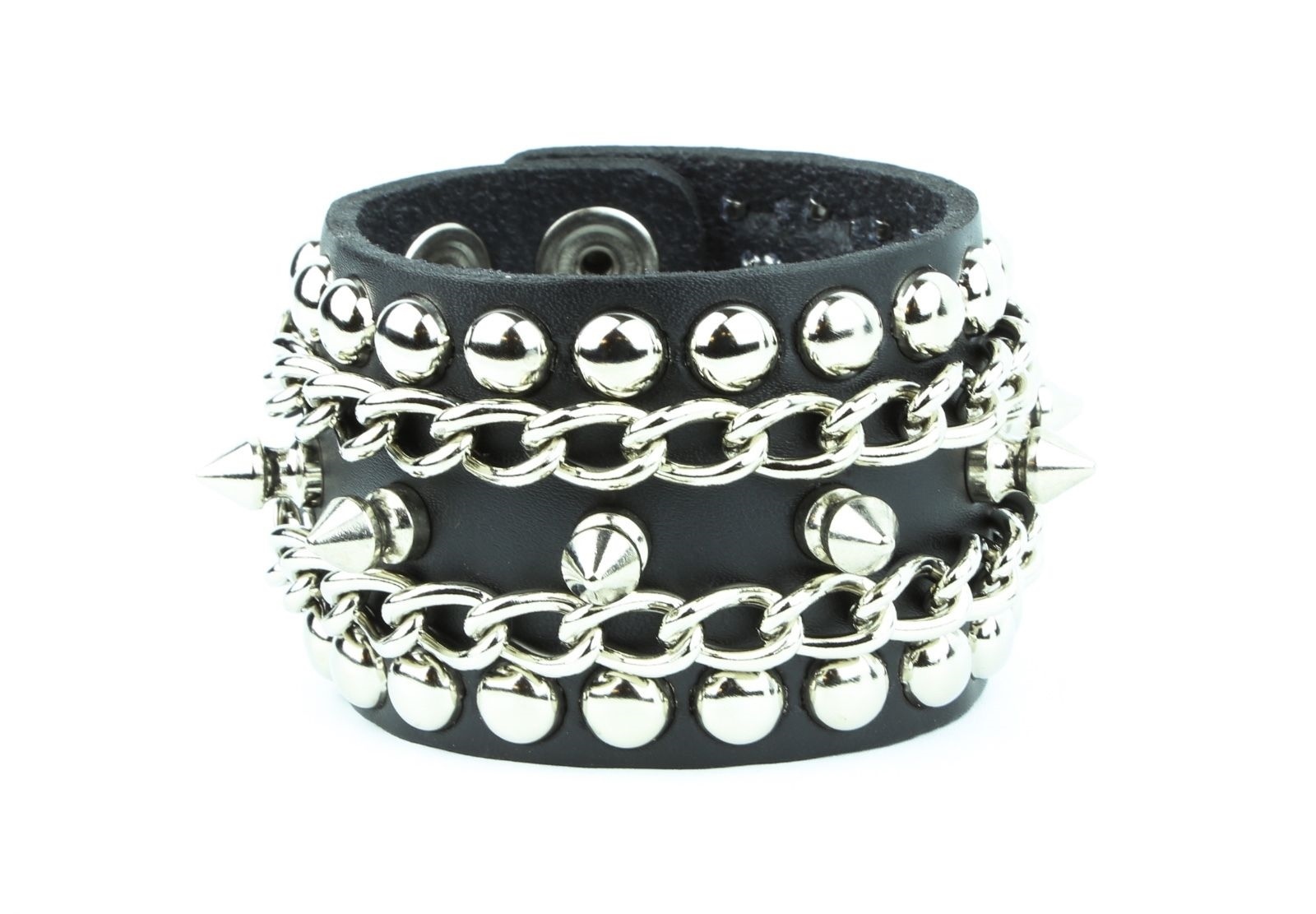 Leather Bracelet Stud Spike Chain Rivet Punk Gothic Thrash Metal Bracelet Funk