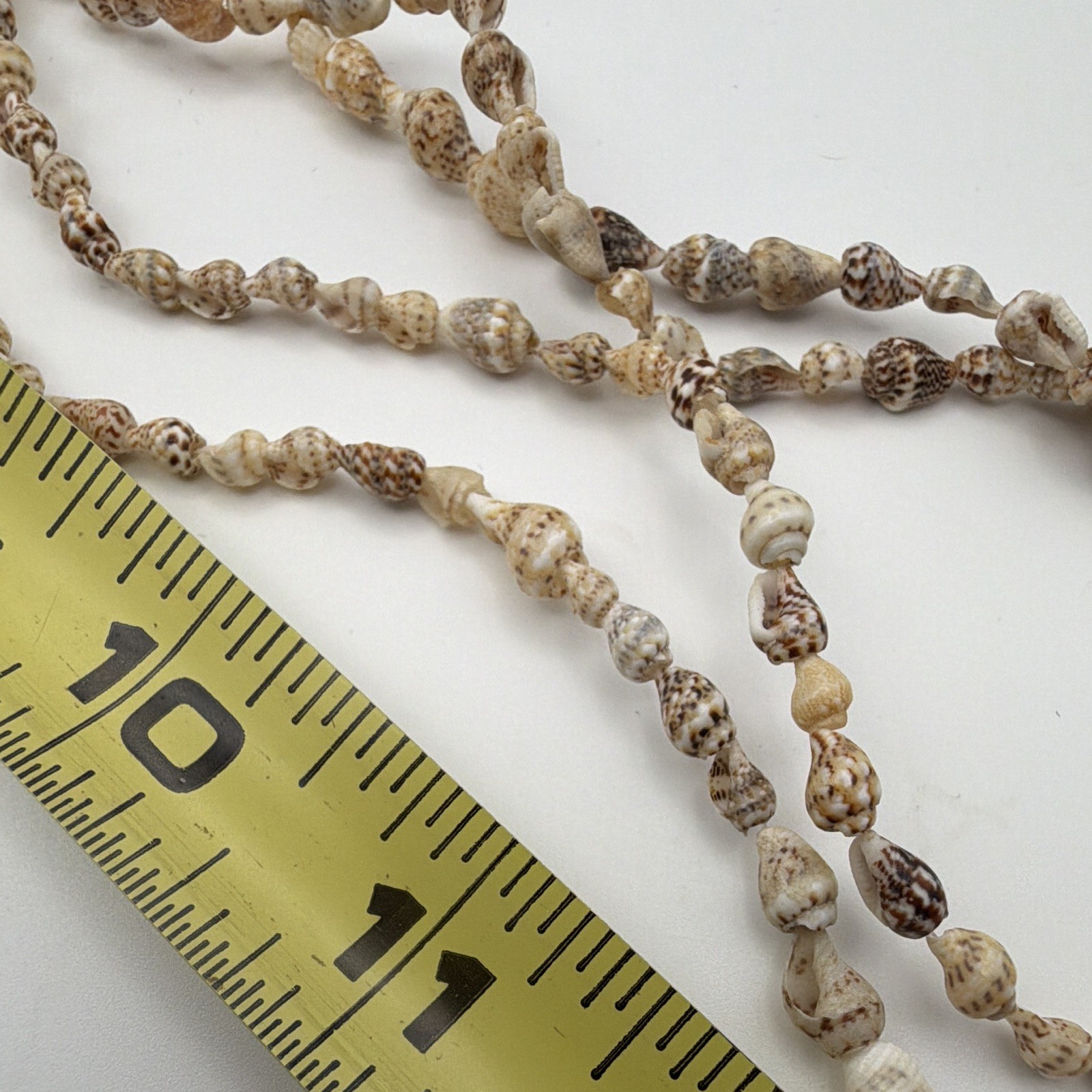 24” Layered Shell Beaded Necklace Beige Brown Beach Theme Two-Strand