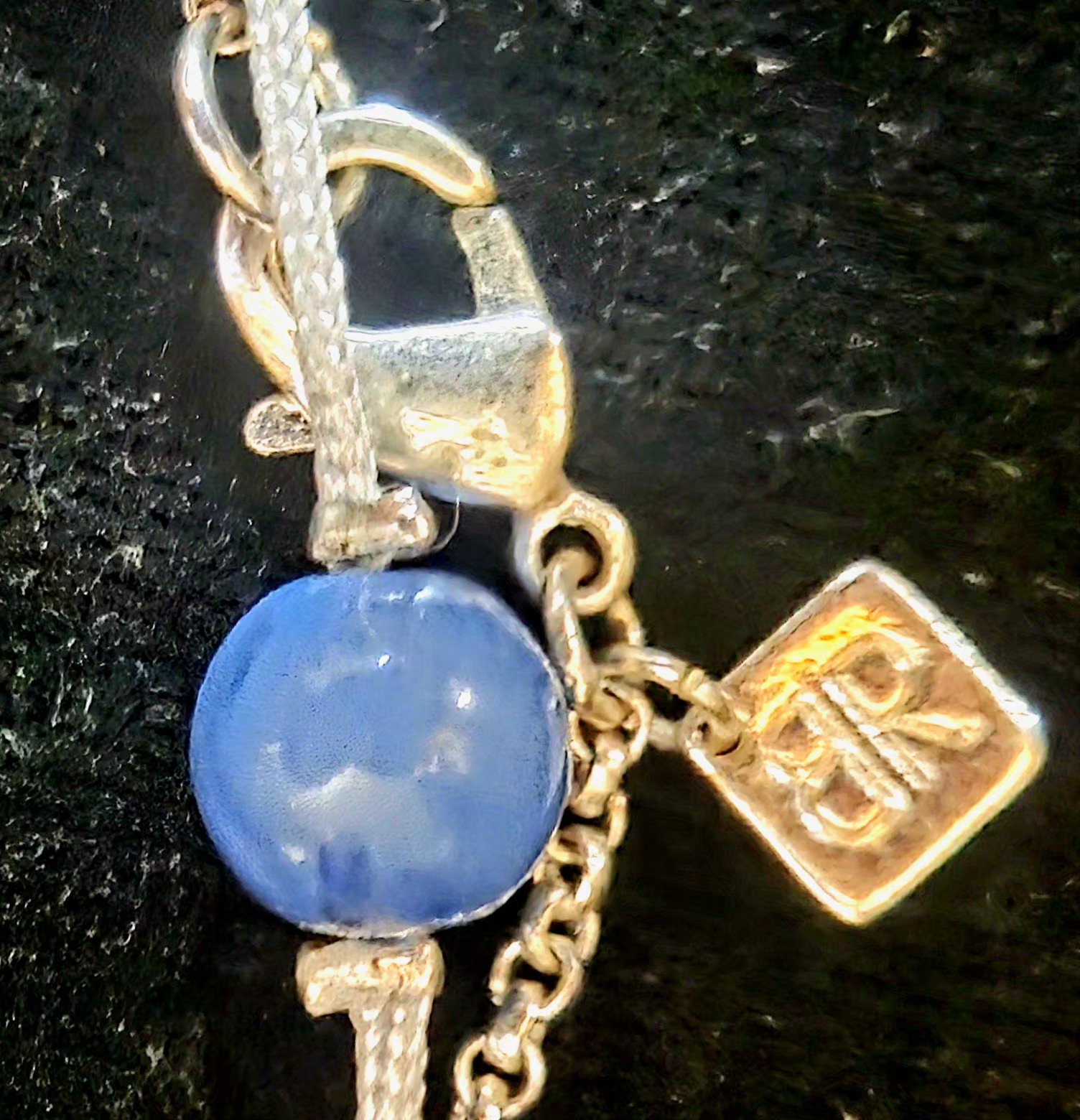 Banana Republic Silver and Blue Tones Beaded Necklace 38 Inches