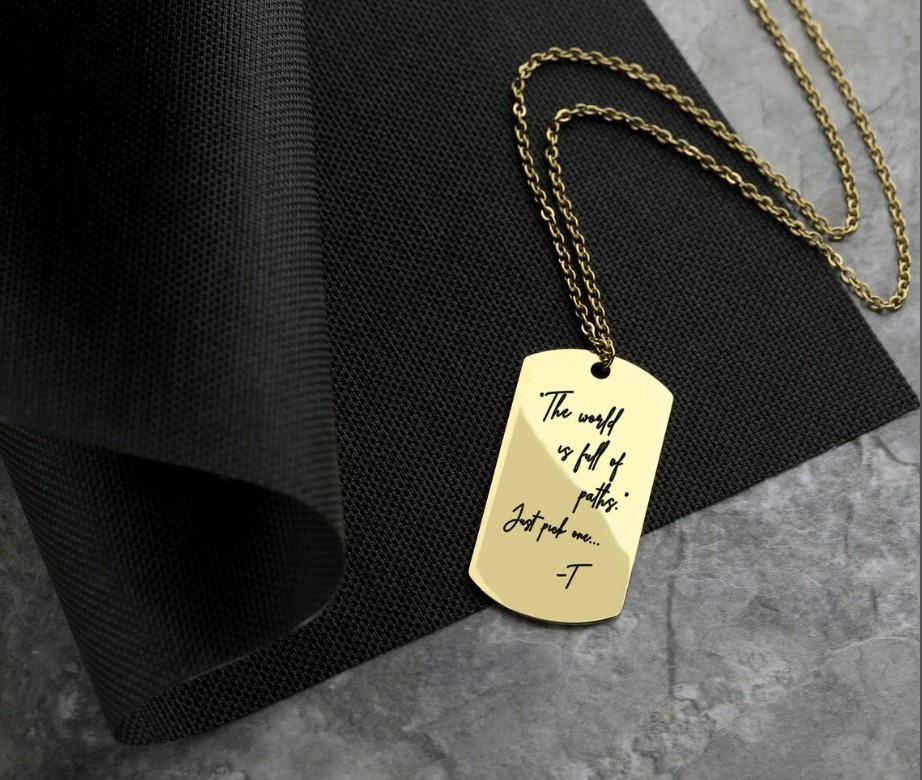 Personalised Engraved Men’s Necklace Army Dog Tag Any Text Birthday Anniversary