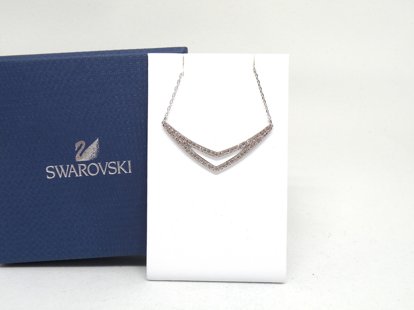 Authentic Swarovski “ALPHA” Crystal Necklace, Rhodium finish New in Box