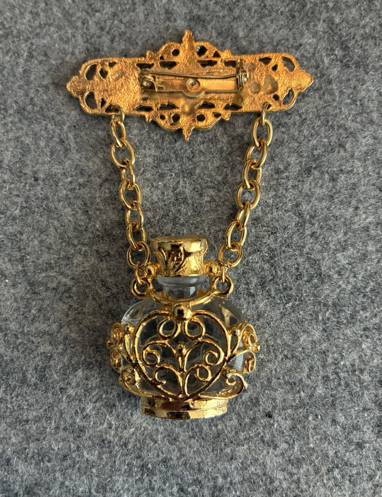 Chatelaine Style Perfume Bottle Lapel Pin