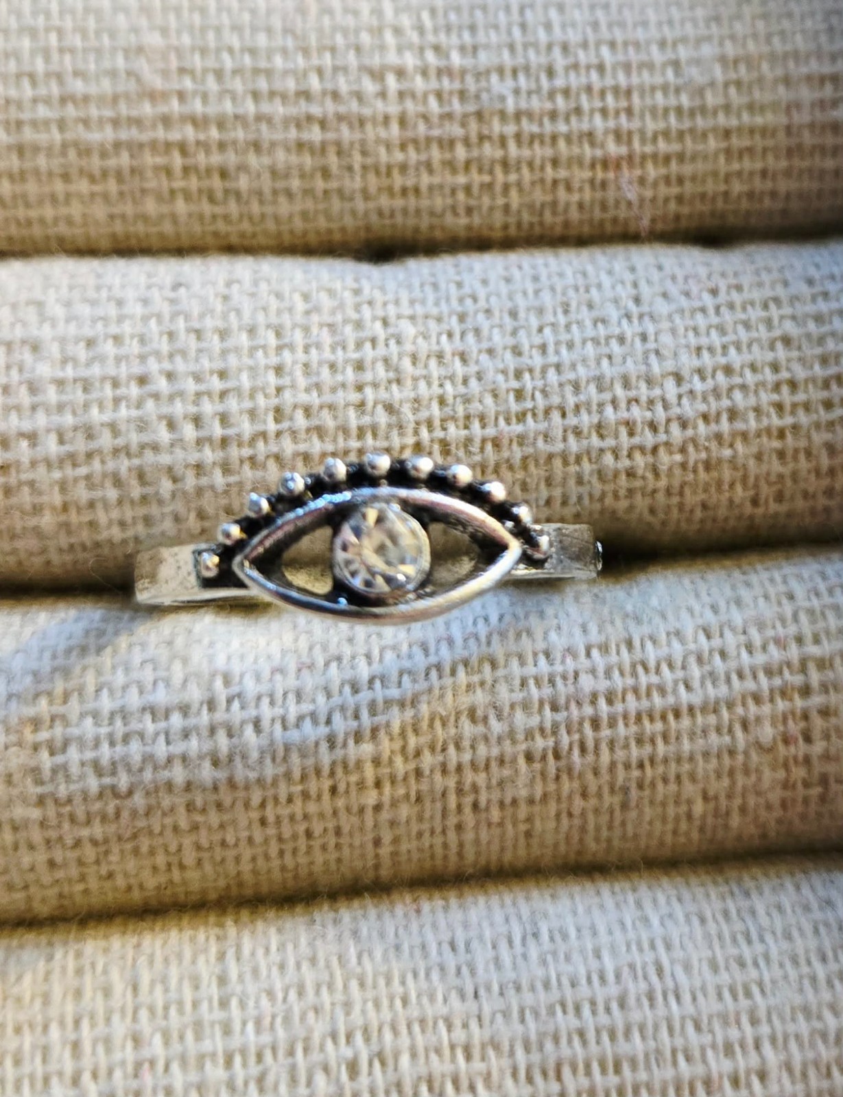 Evil Eye Ring Cubic Zirconia Size 7 Protection Symbol Silver Tone Next Day Shipp