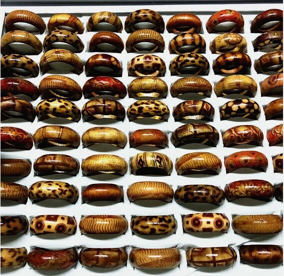 100pcs Wholesale Mix Styles vintage Handmade Wooden men’s women’s Band Jewelry