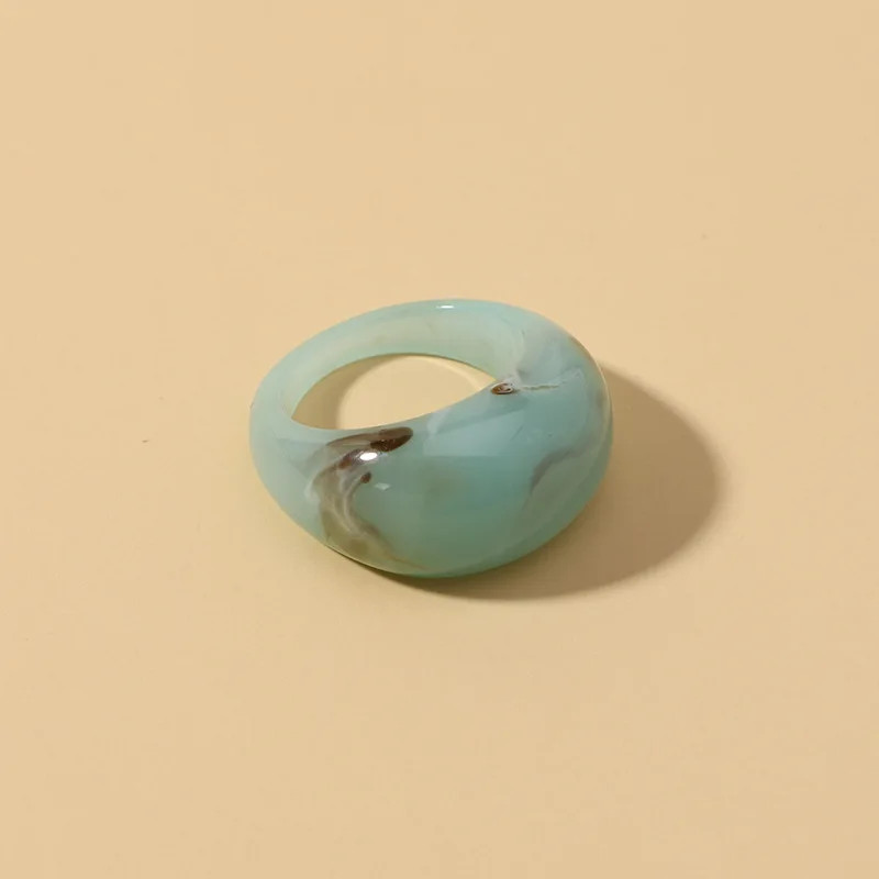 Transparent Acrylic Geometric Ring Round Resin Band Lightweight Jewelry