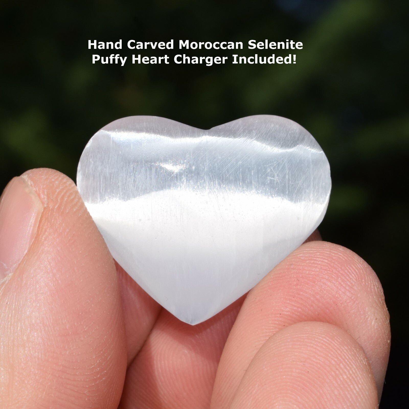 CHARGED Amplifier Clear Quartz Crystal Chip 18″ Necklace + Baby Selenite Heart