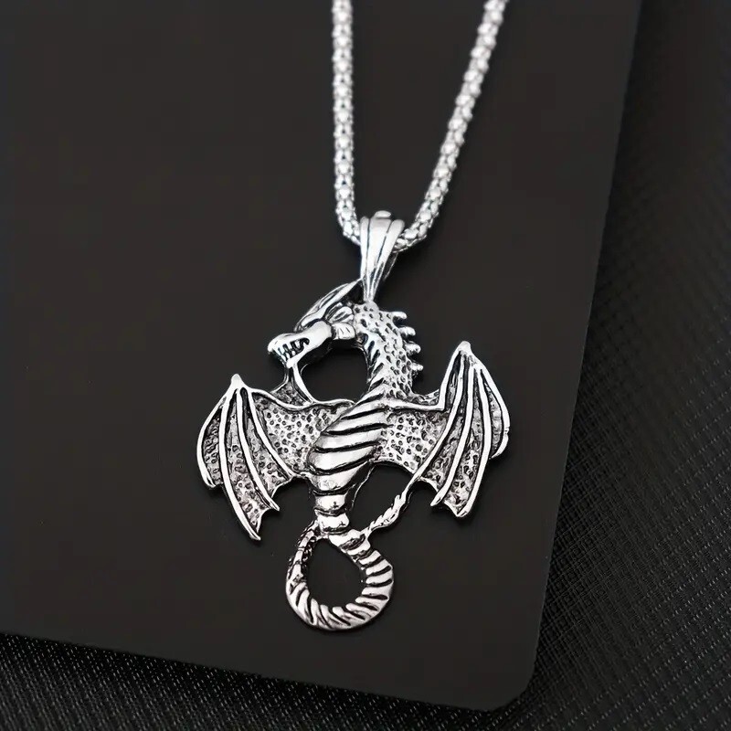 Elegant 925 Sterling Silver Charms Fashion Unique Flying Dragon Pendant Necklace
