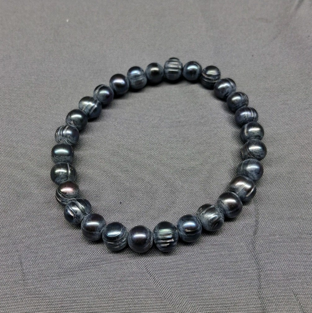 Baroque Pearl Bracelet Jewelry Dark Gray Stretch