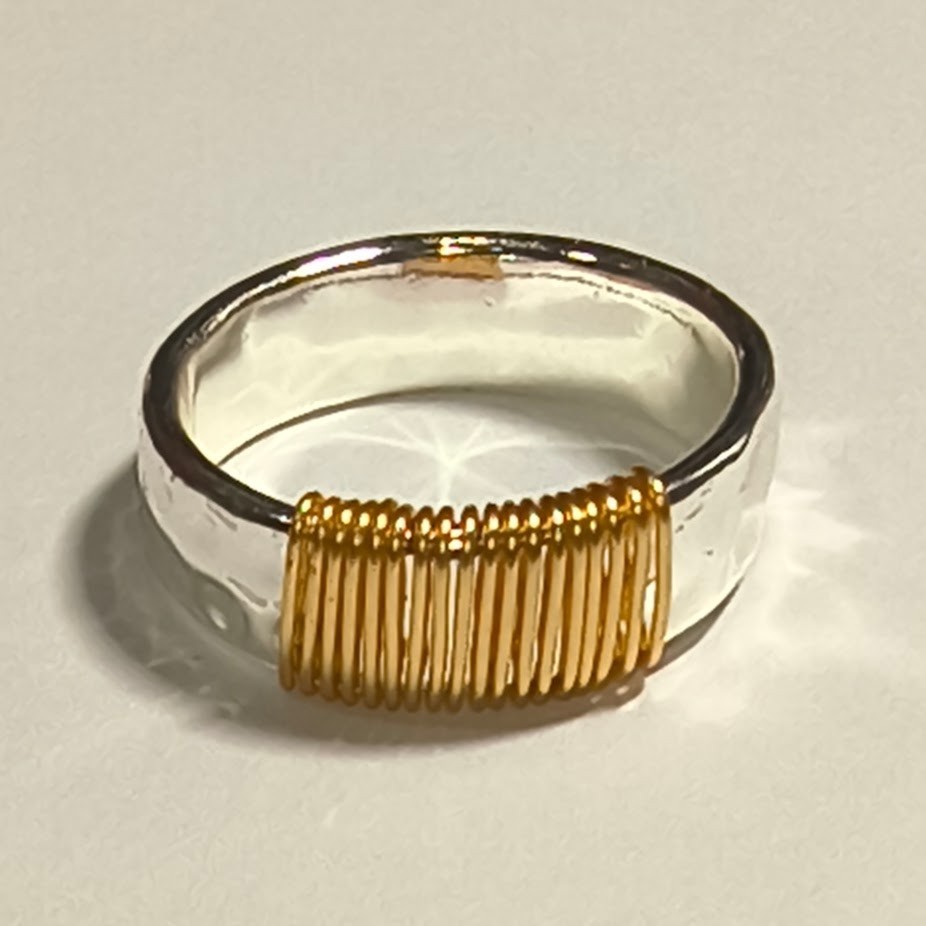 Silver and Gold Wire Wrapped Ring, Never Been Worn, Size 10