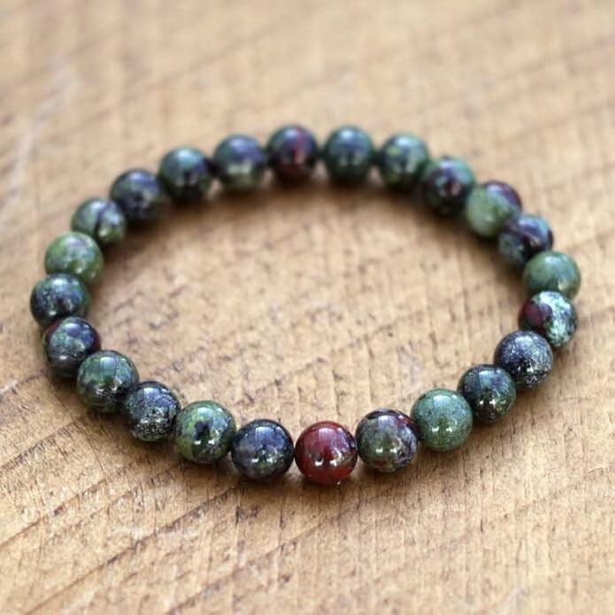 Dainty 8mm Genuine Dragon Bloodstone Bracelet Healing Reiki Unisex Lucky Gift