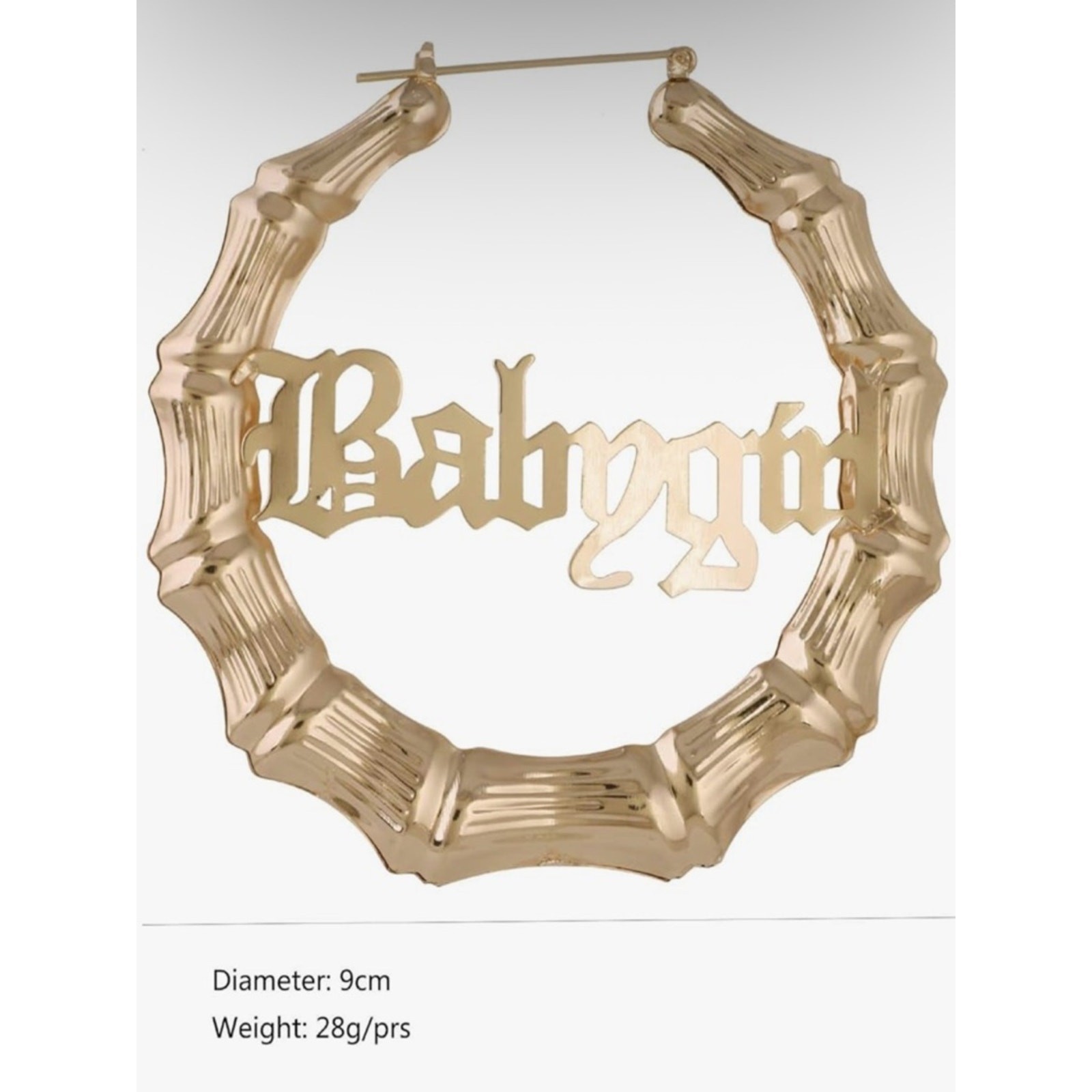 Old English Font Word 9cm elegant Large Bamboo Earrings