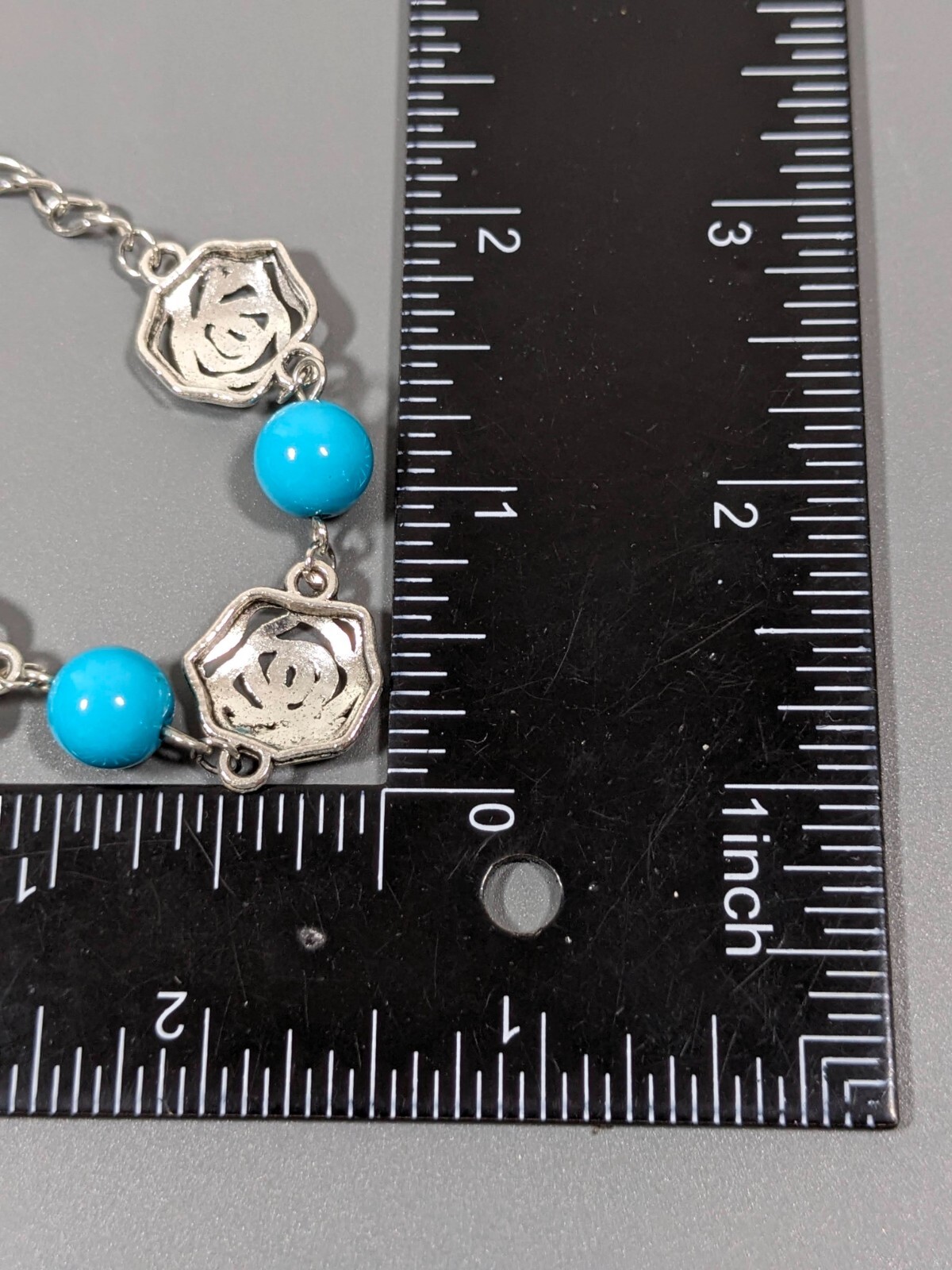 Beachy Coastal Aqua Blue Acrylic Faux Pearl Toggle Bracelet Chunky 9 in