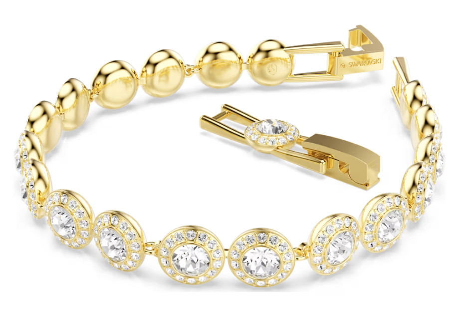 Swarovski Una Angelic bracelet, Pavé, Medium, Gold-tone plated 5505469 DISPLAY