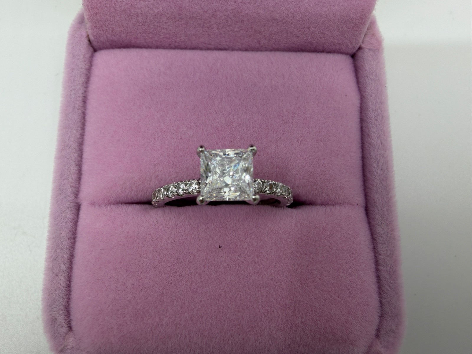 Solid 14K White Gold Princess Cut Moissanite Engagement Ring 1CT, Size 5.5
