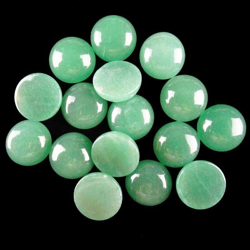 50Pcs 8mm Green Aventurine Stone Round Cab Cabochon Stone DIY Cabochon No Hole