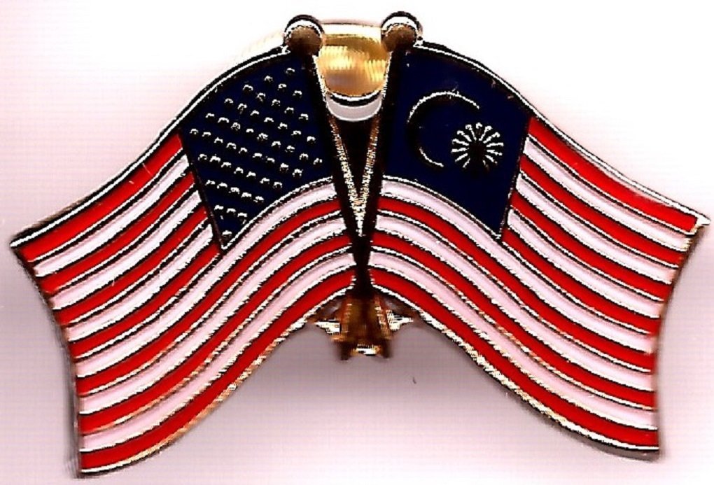 USA and Malaysia Crossed Friendship Flag Enamel Lapel Pin PREMIUM QUALITY