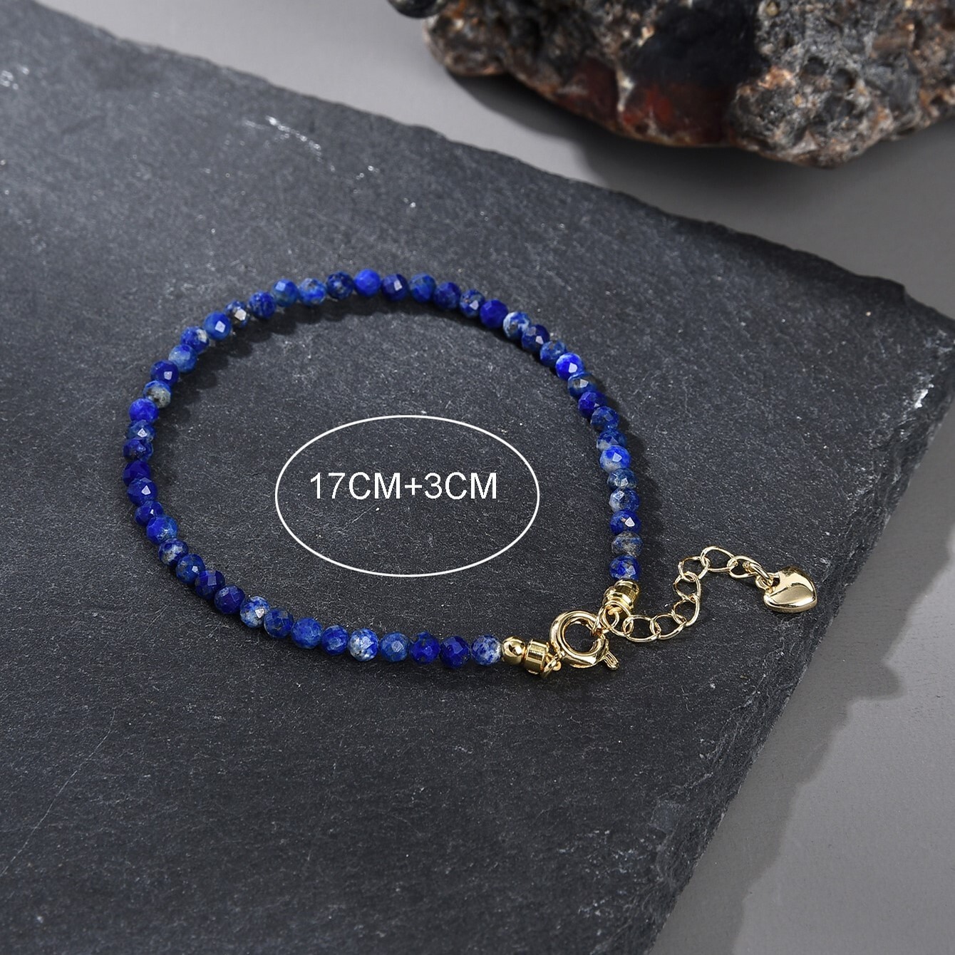 Natural Lapis Lazuli Dainty Bracelet Blue Faceted Gemstone Bracelet Handmade